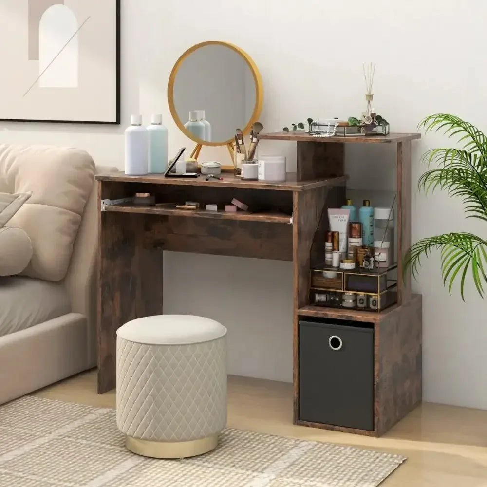Space-Saving Computer Desk 100×40cm | Shelf, Drawer & Keyboard Tray - Ergo Heights