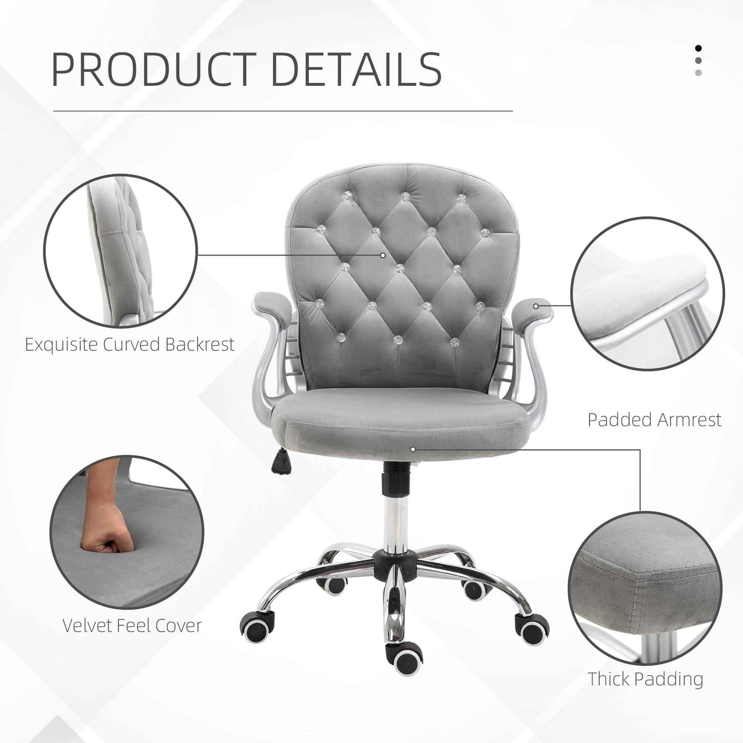 Ergo Heights Diamante Swivel Office Chair White Gold - Ergo Heights