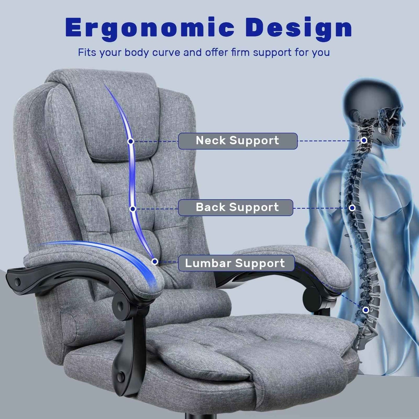 Executive Office Chair High Back Desk Chair Ergonomic Recliner Computer Chair - Ergo Heights