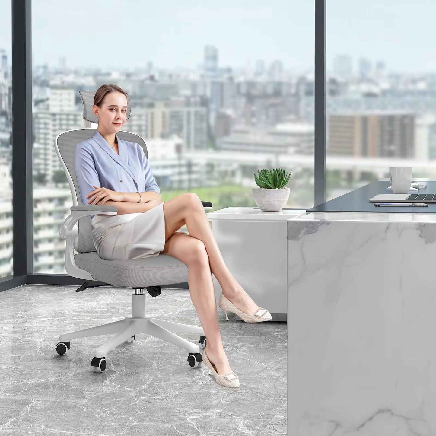 Ergo Heights Ergonomic Lumbar Support Chair with Headrest - Ergo Heights