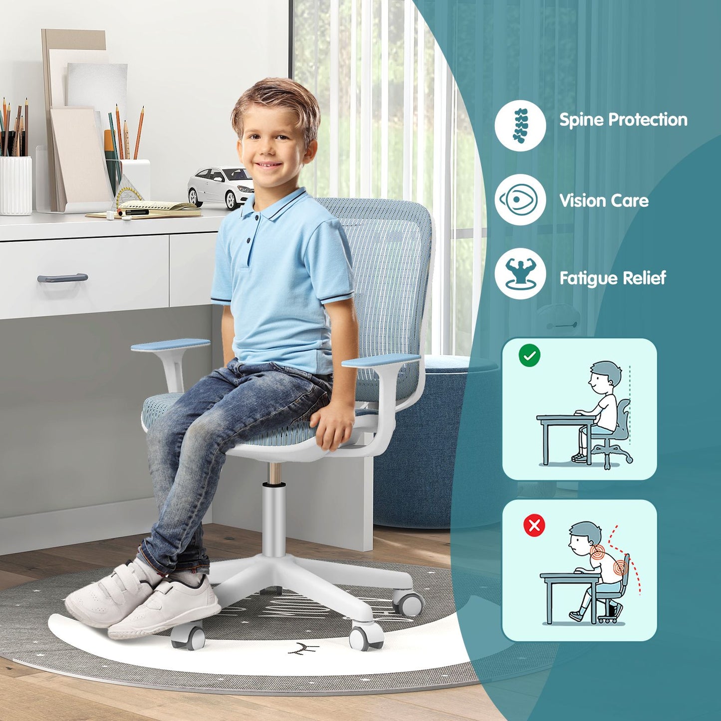 Ergo Heights Ergonomic Study Chair for Children with Desk.