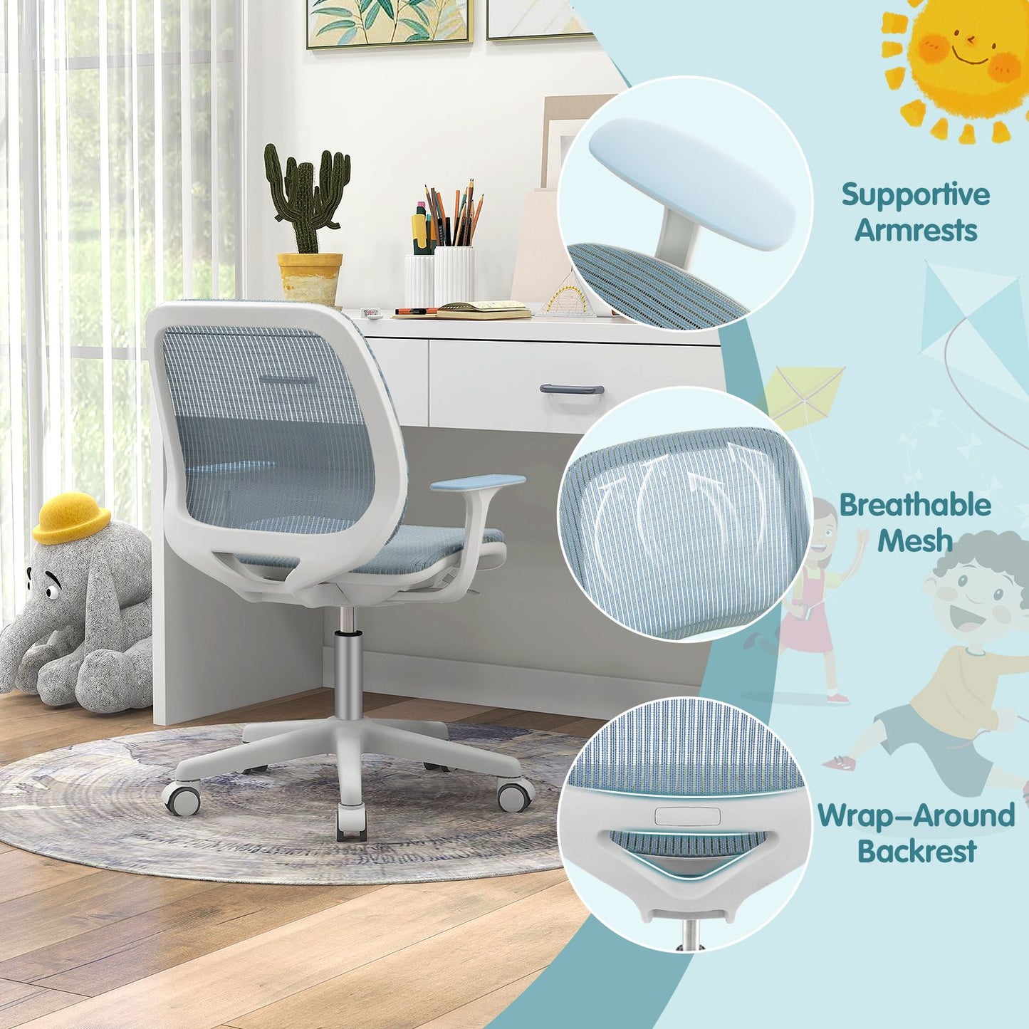 Ergo Heights Ergonomic Study Chair for Children with Desk.