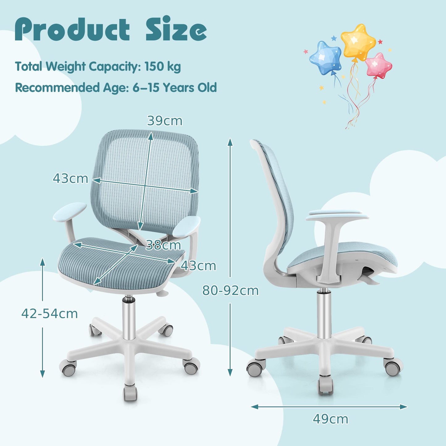 Ergo Heights Ergonomic Study Chair for Children with Desk.
