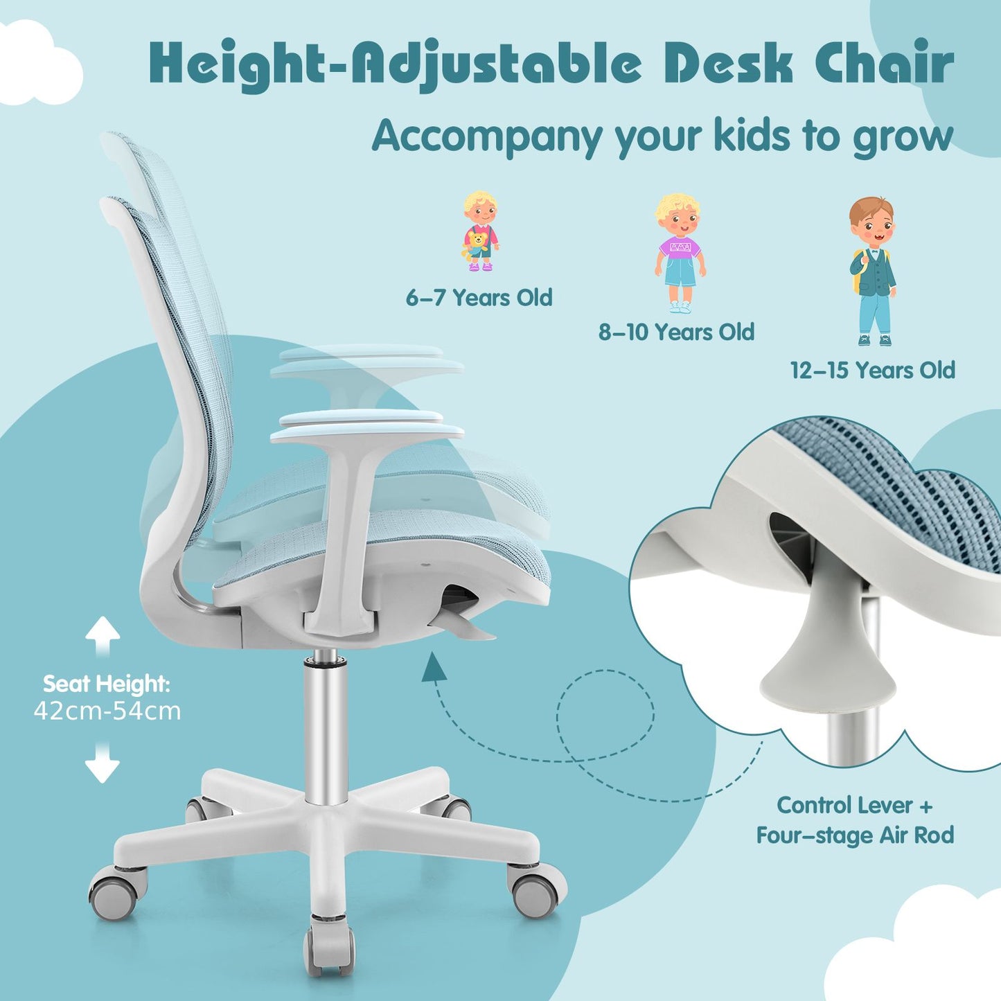 Ergo Heights Ergonomic Study Chair for Children with Desk.