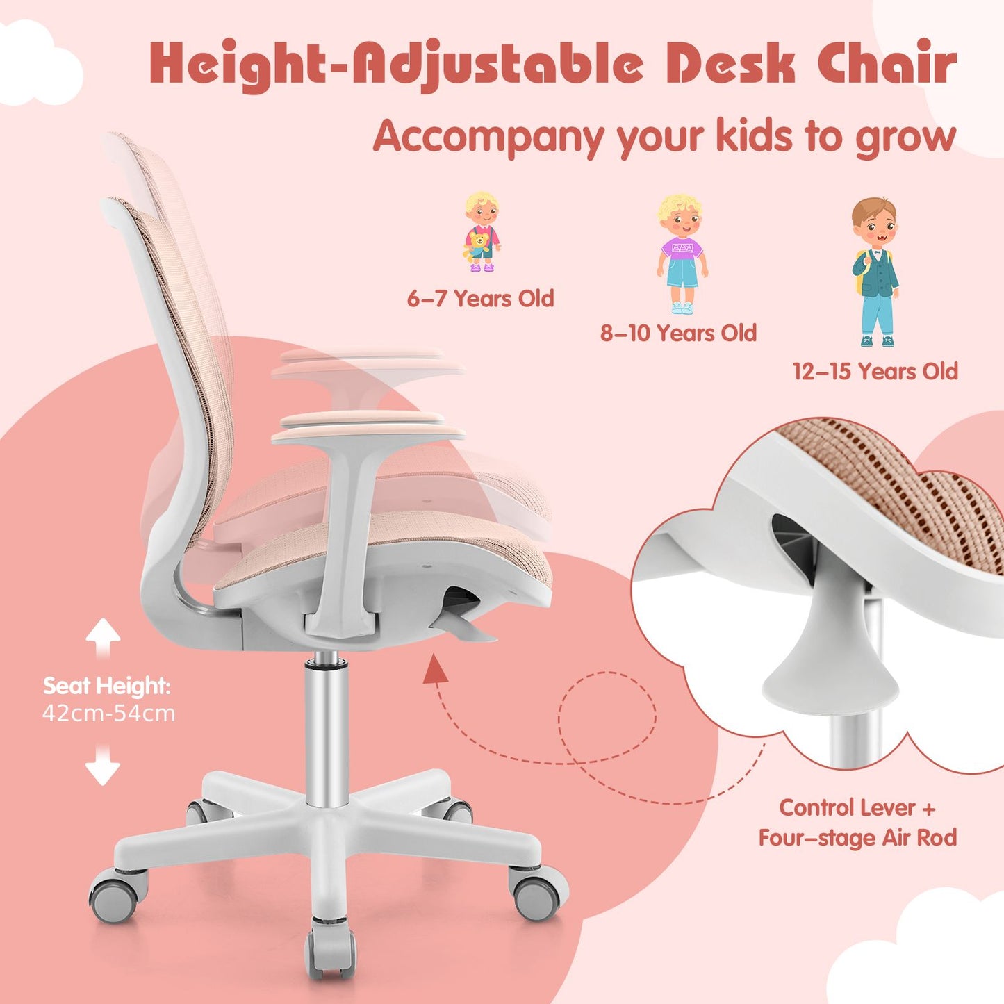 Ergo Heights Ergonomic Study Chair for Children with Desk.