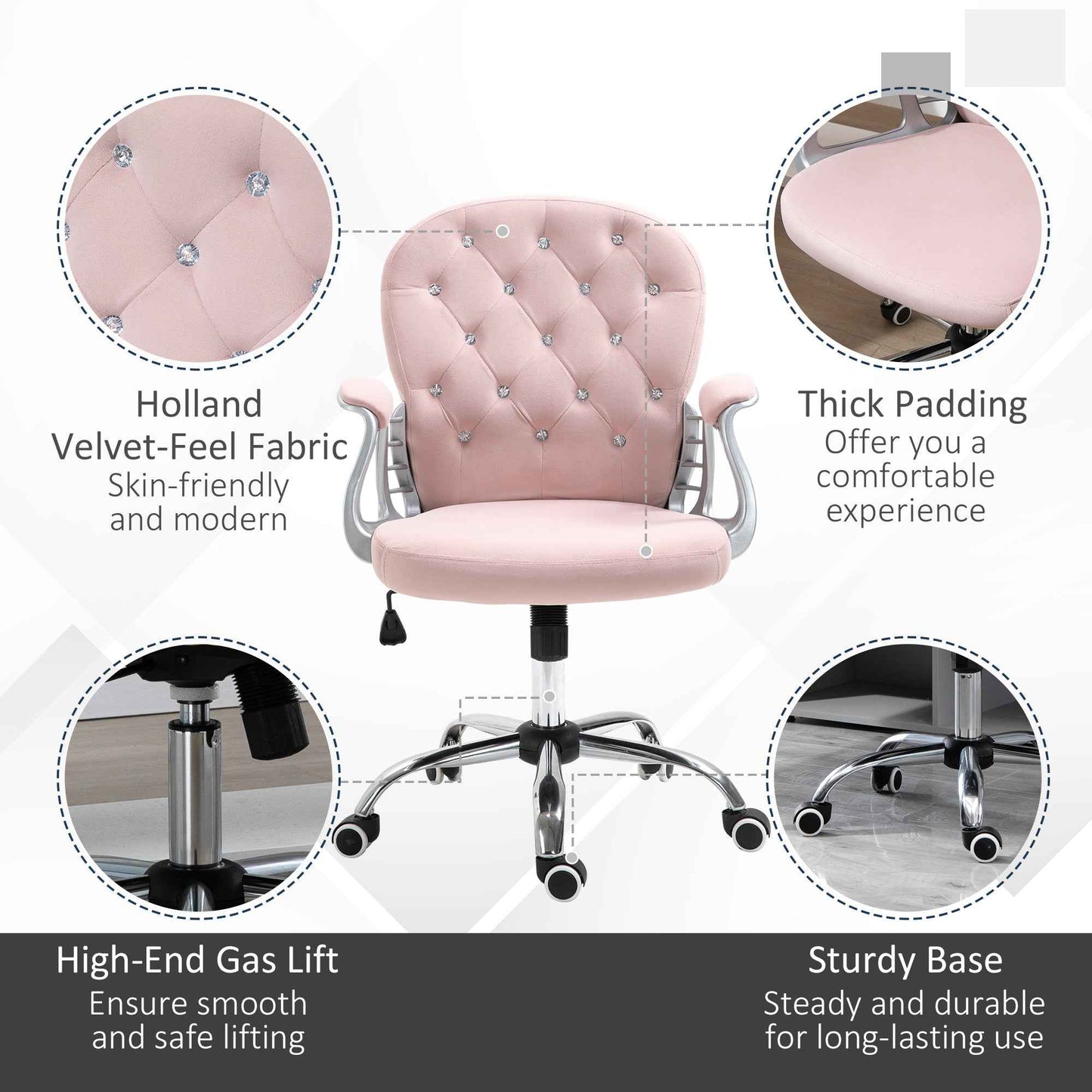 Ergo Heights Diamante Swivel Office Chair White Gold - Ergo Heights