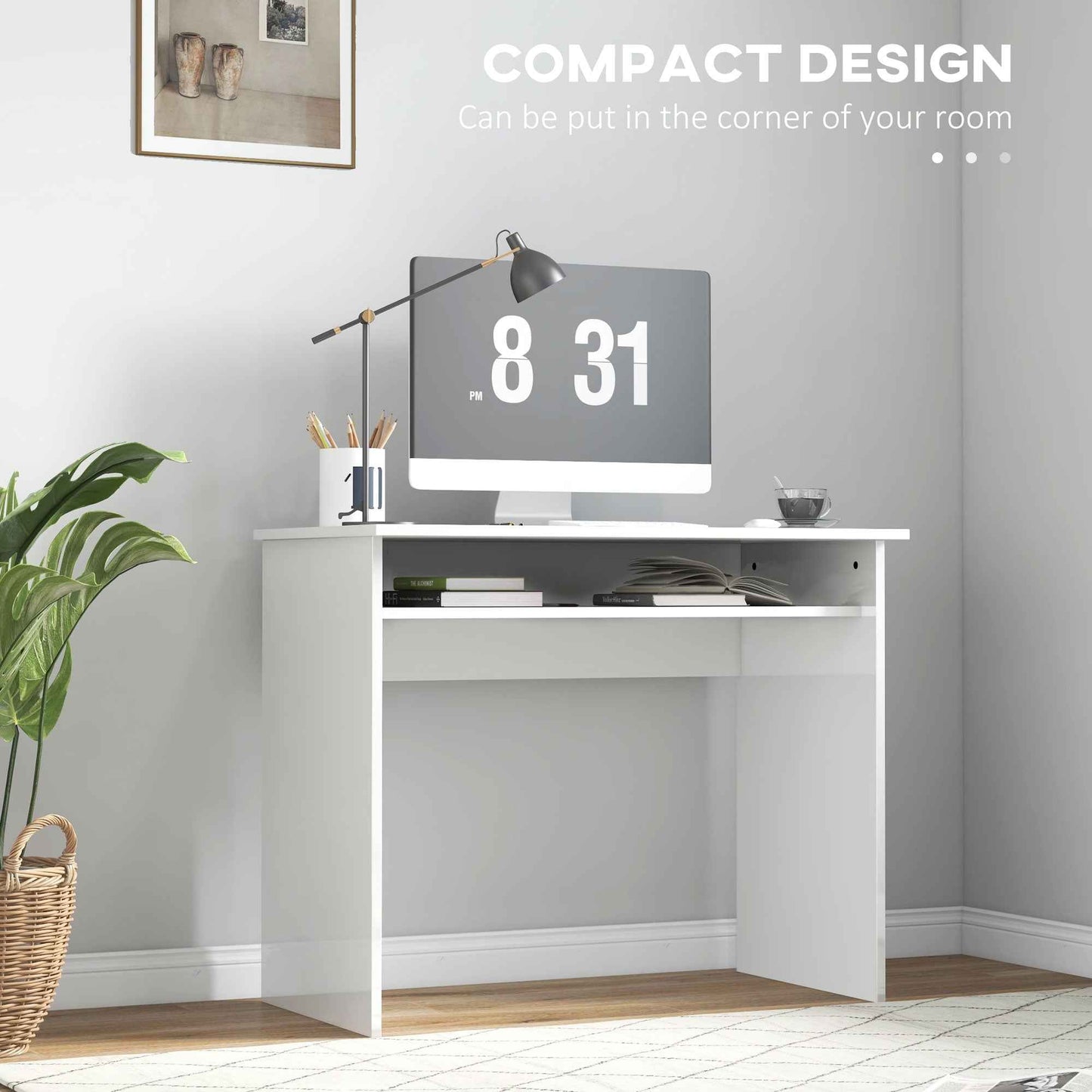 Writing Desk Laptop Table Workstation with Shelf Home Office - Ergo Heights