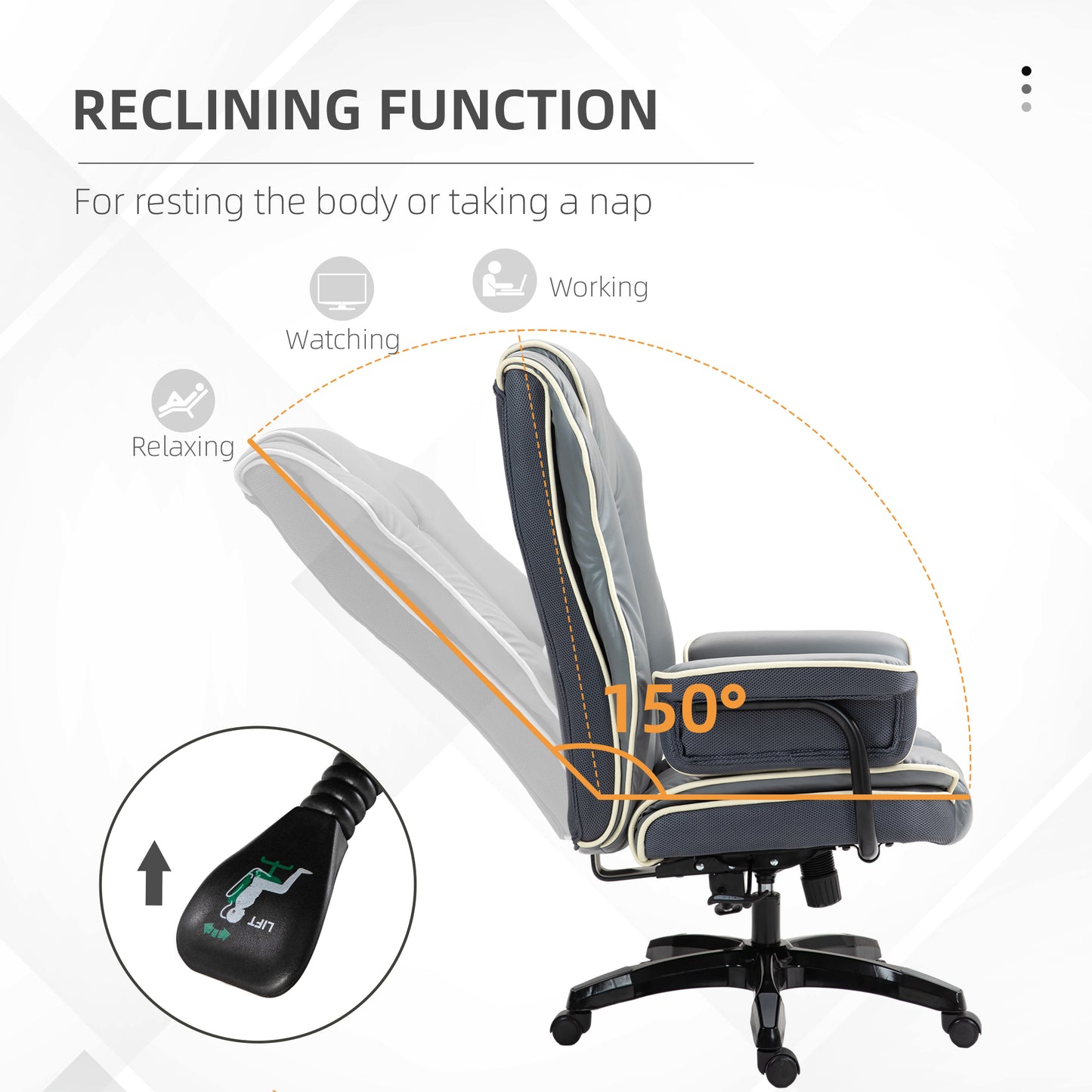 Office Chair, PU Leather Computer Desk Chair with Reclining