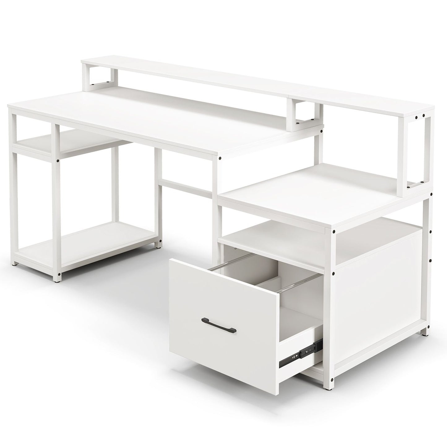 168 CM Home Office Computer Desk Modern Writing Desk with Monitor Stand