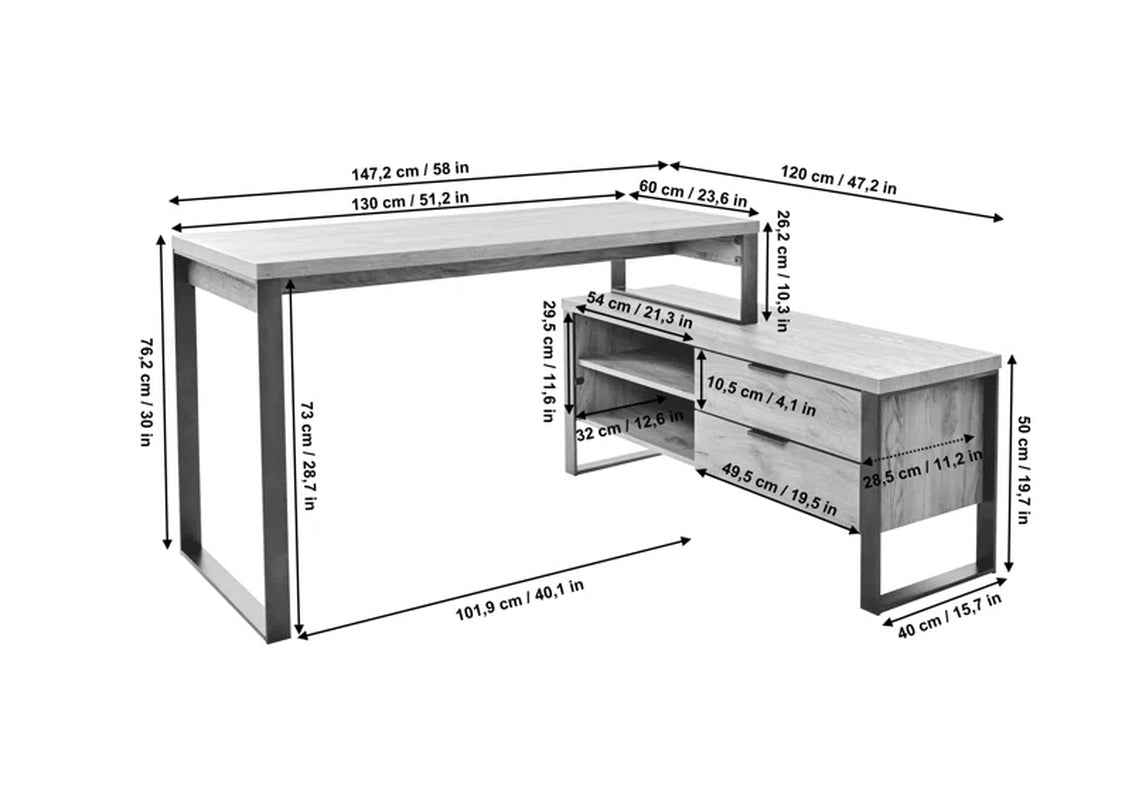 Ergo Heights Francisque Home Office Desk with Storage