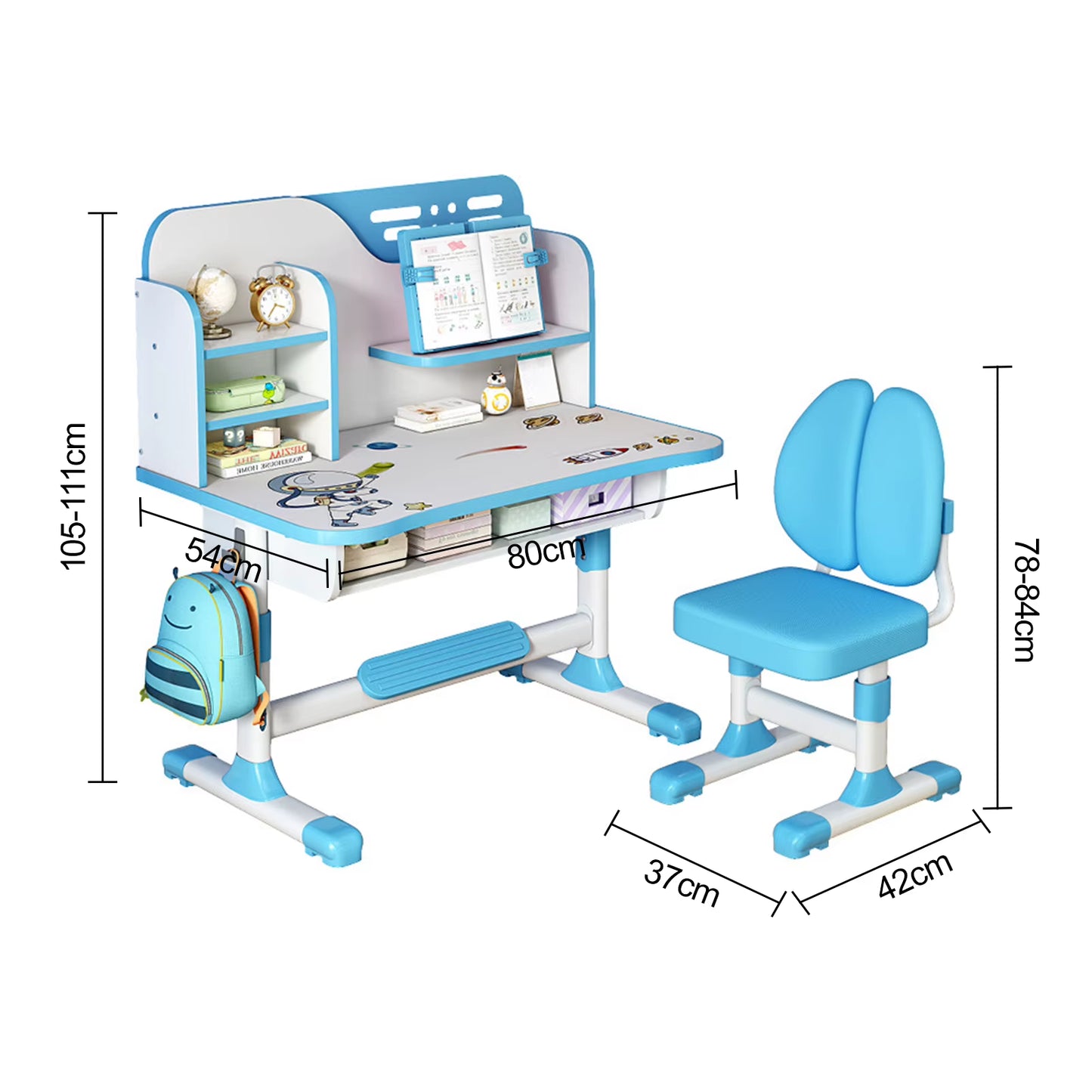 Ergo Heights Height Adjustable Desk For Kids UK - Pink Ergonomic Study Set.