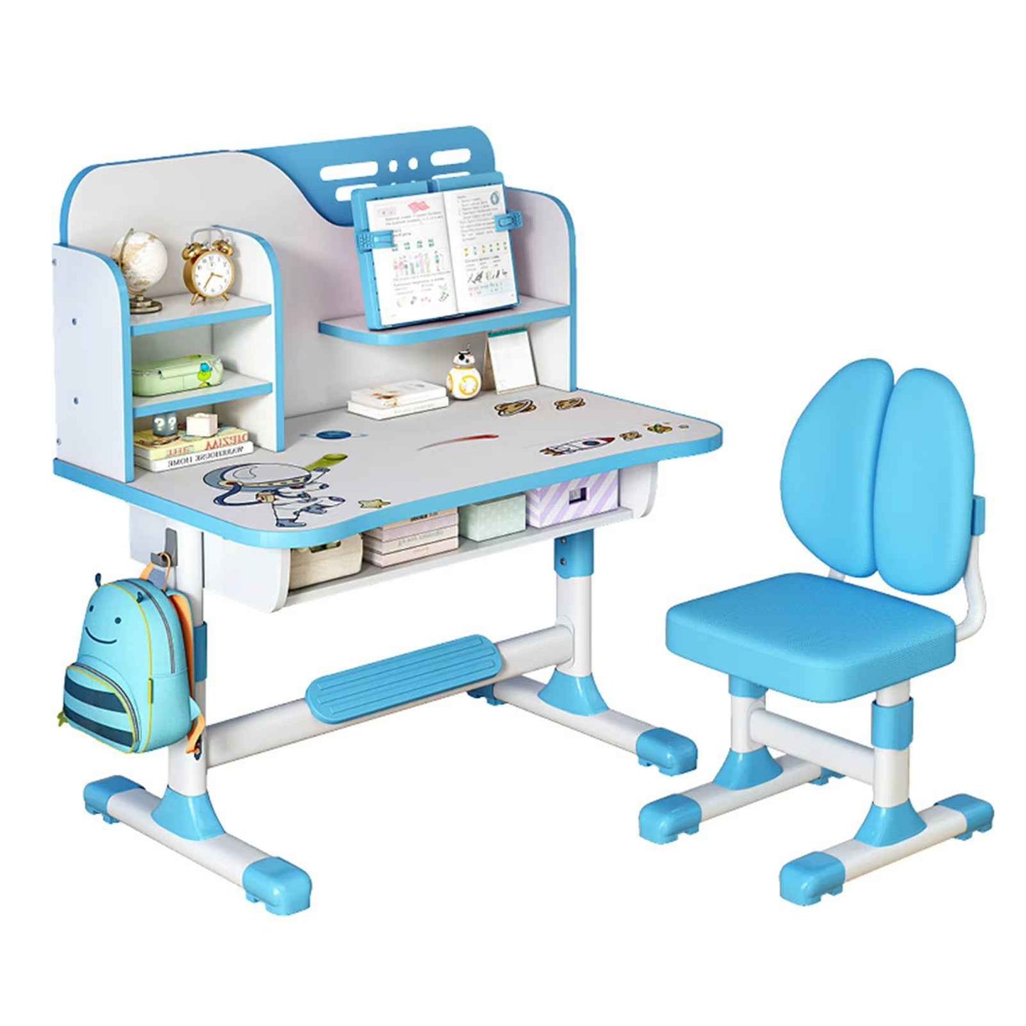 Ergo Heights Height Adjustable Desk For Kids UK - Pink Ergonomic Study Set - Ergo Heights