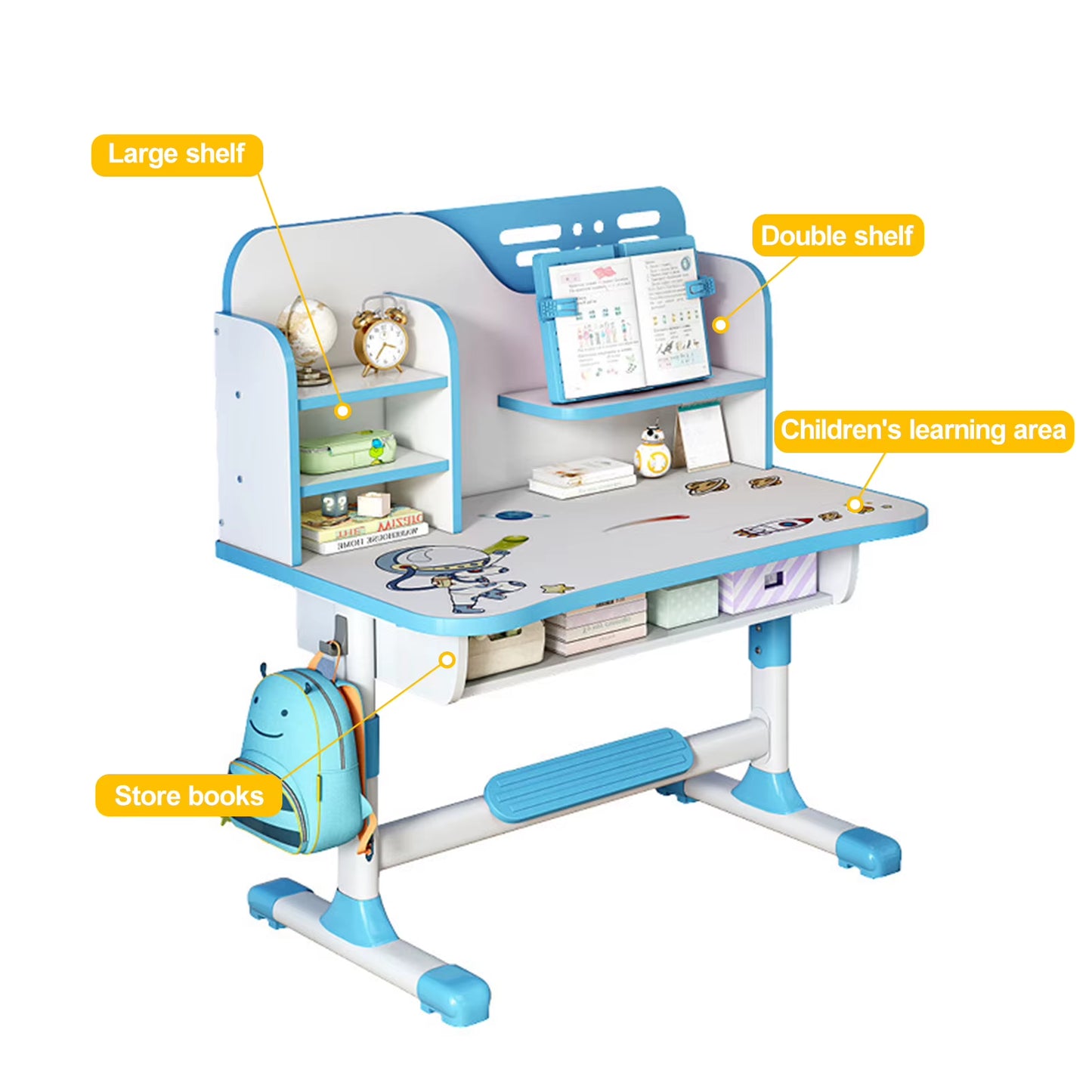 Ergo Heights Height Adjustable Desk For Kids UK - Pink Ergonomic Study Set.