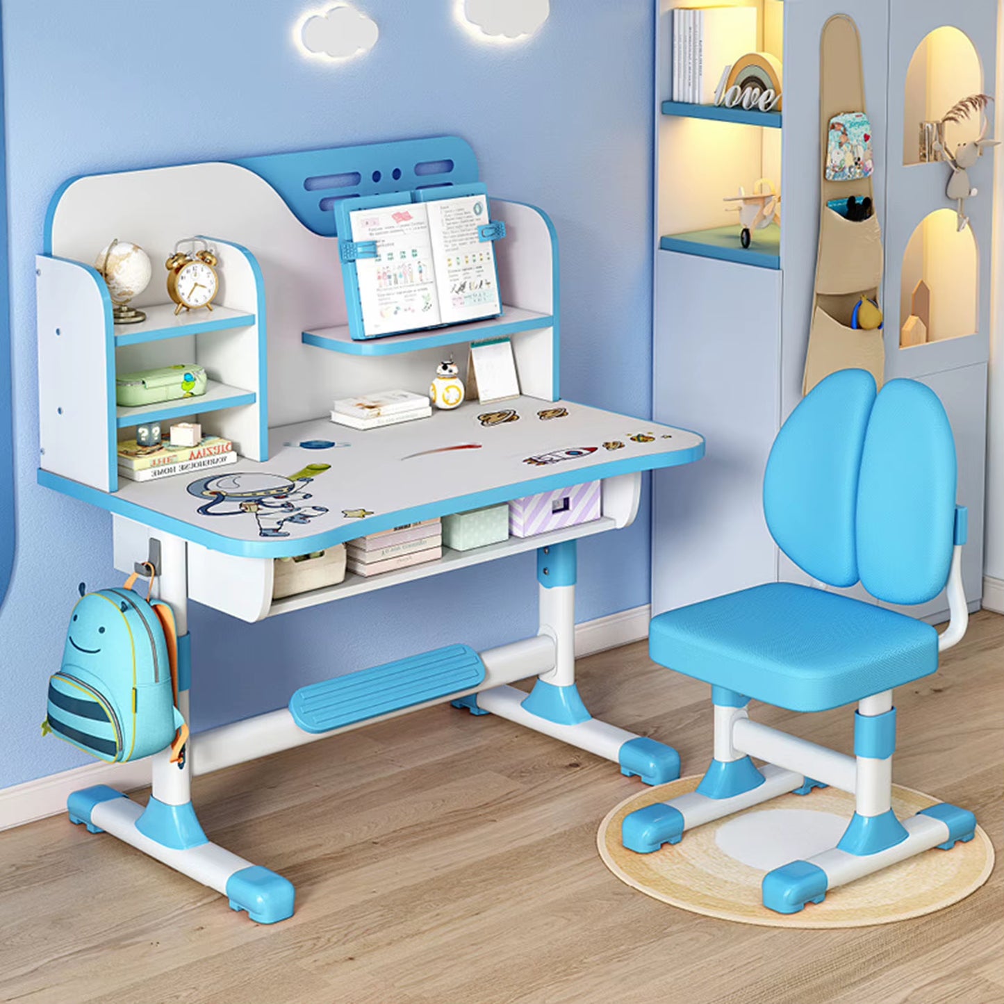 Ergo Heights Height Adjustable Desk For Kids UK - Pink Ergonomic Study Set.