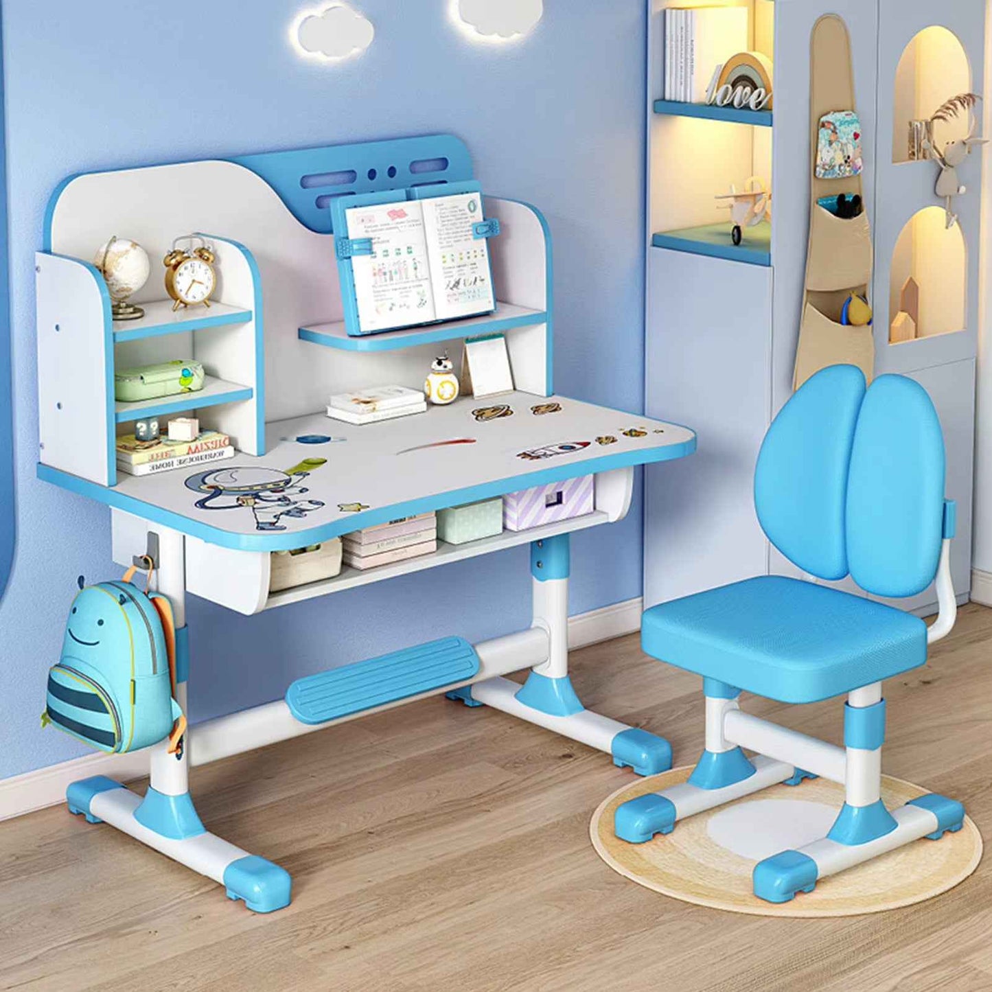 Ergo Heights Height Adjustable Desk For Kids UK - Pink Ergonomic Study Set - Ergo Heights