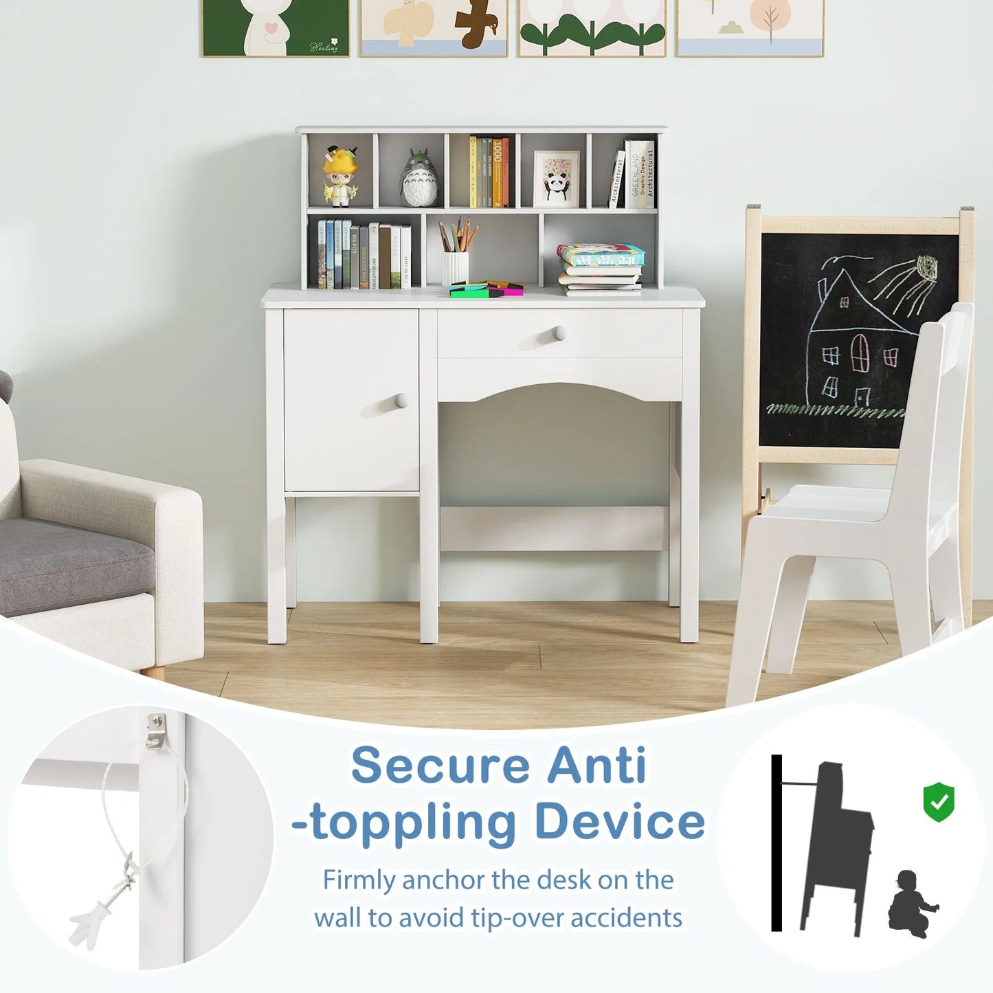 Ergo Heights Kids Desk and Chair Set – White Ergonomic Furniture.