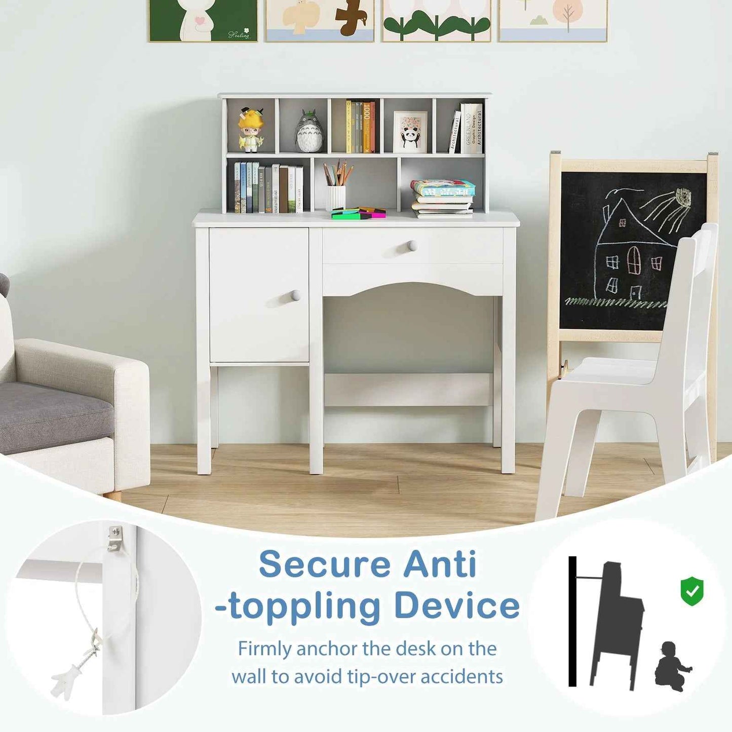 Ergo Heights Kids Desk and Chair Set – White Ergonomic Furniture