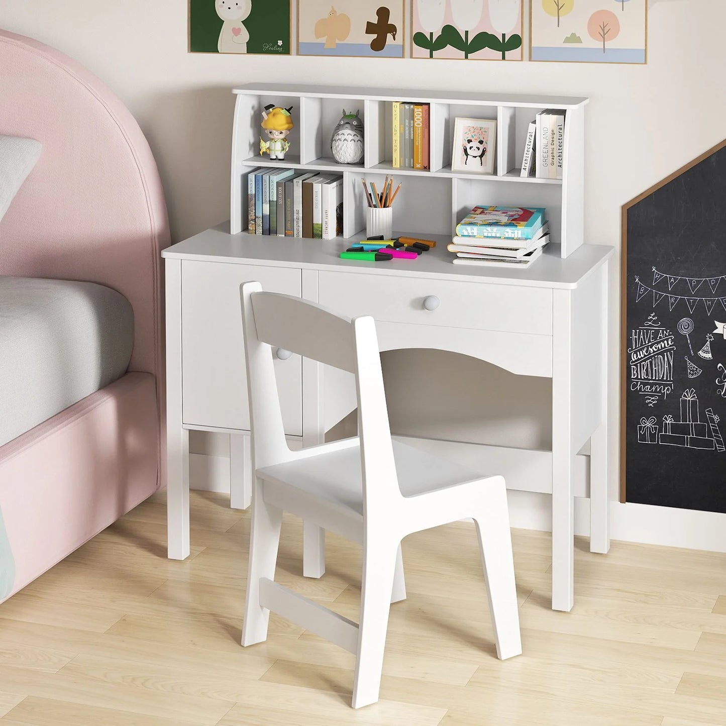 Ergo Heights Kids Desk and Chair Set – White Ergonomic Furniture.