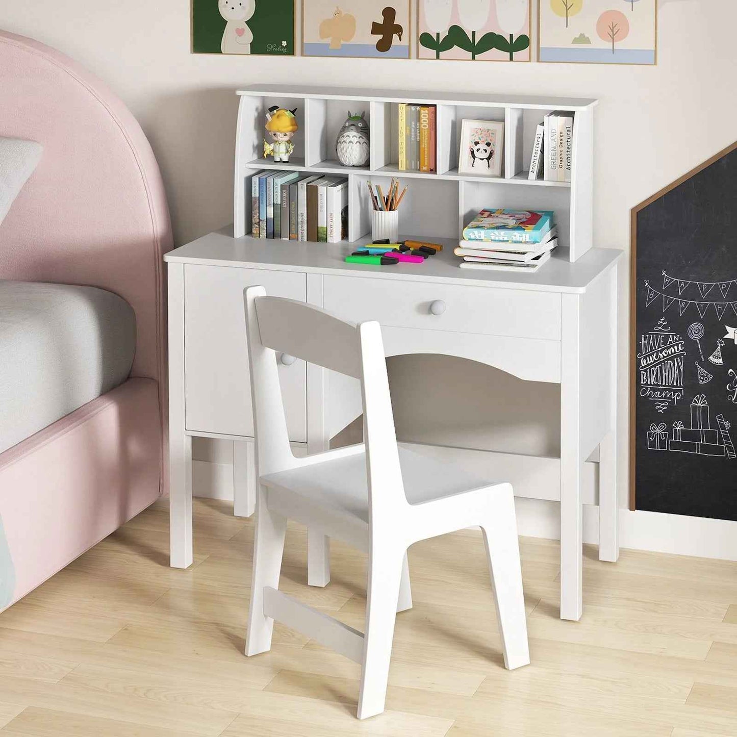 Ergo Heights Kids Desk and Chair Set – White Ergonomic Furniture