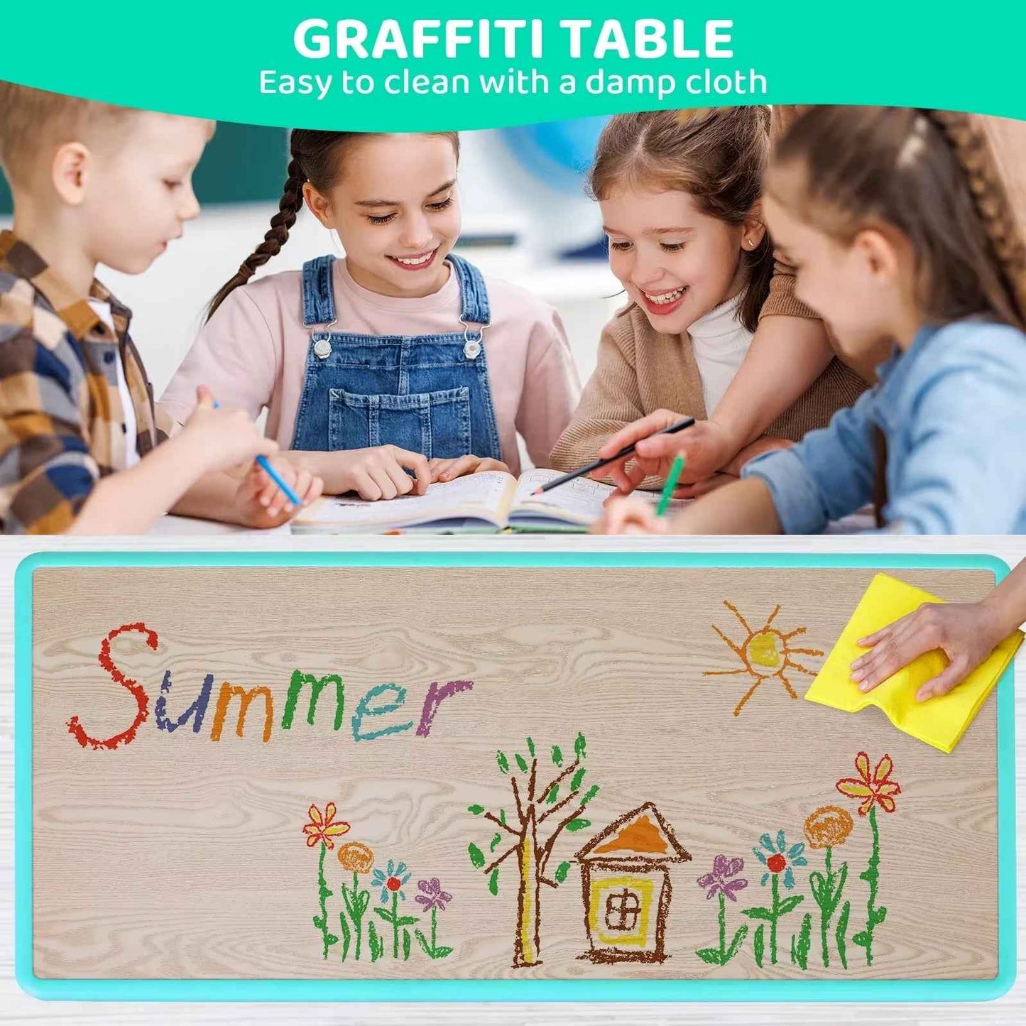 Ergo Heights Kids Table and Chairs For Playroom or Nursery