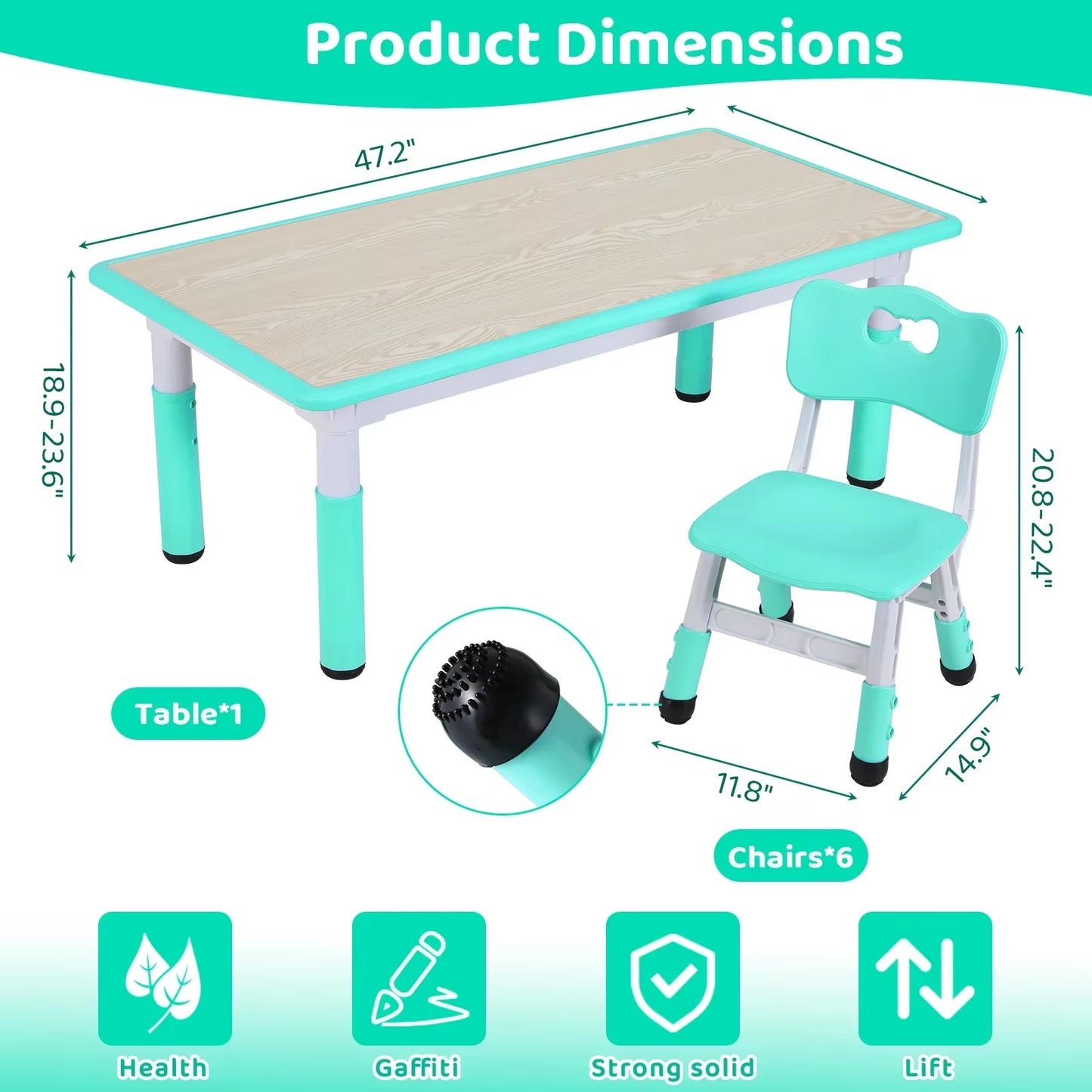 Ergo Heights Kids Table and Chairs For Playroom or Nursery.