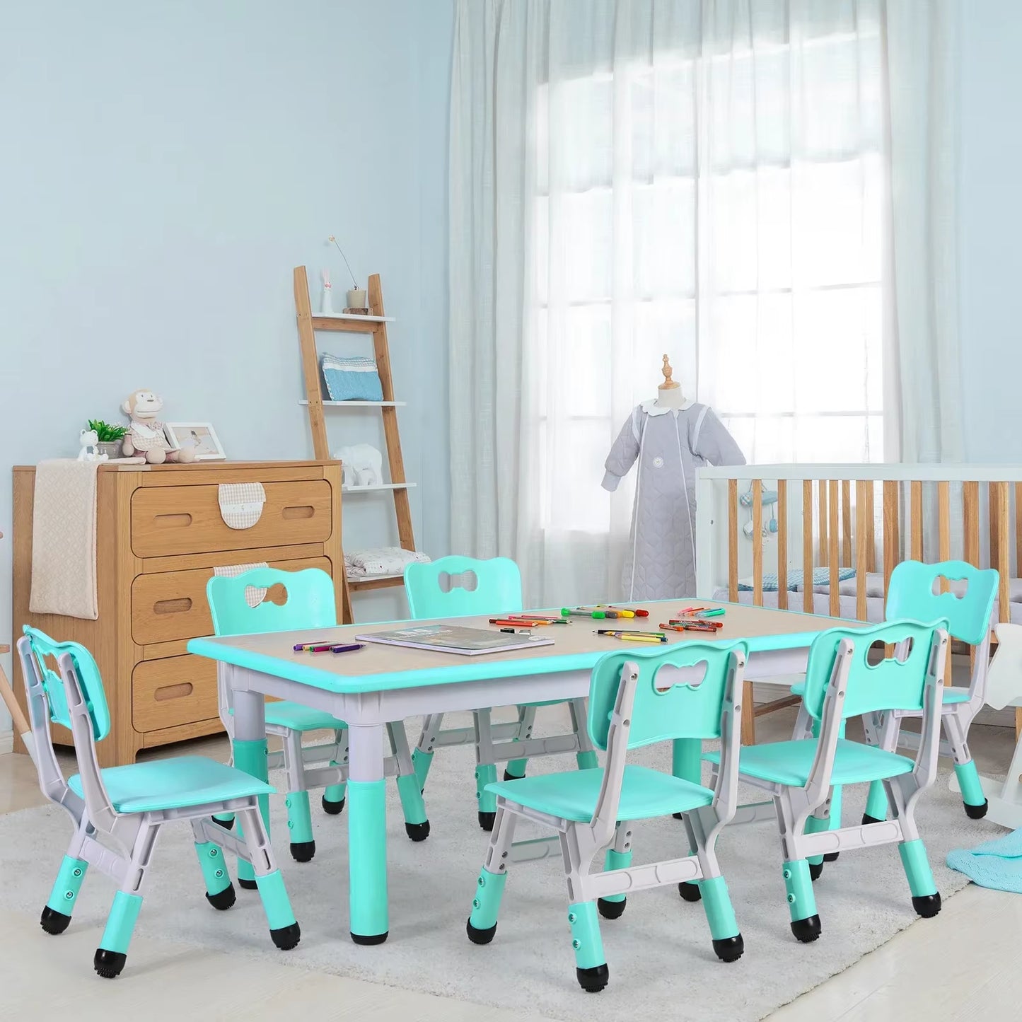 Ergo Heights Kids Table and Chairs For Playroom or Nursery.