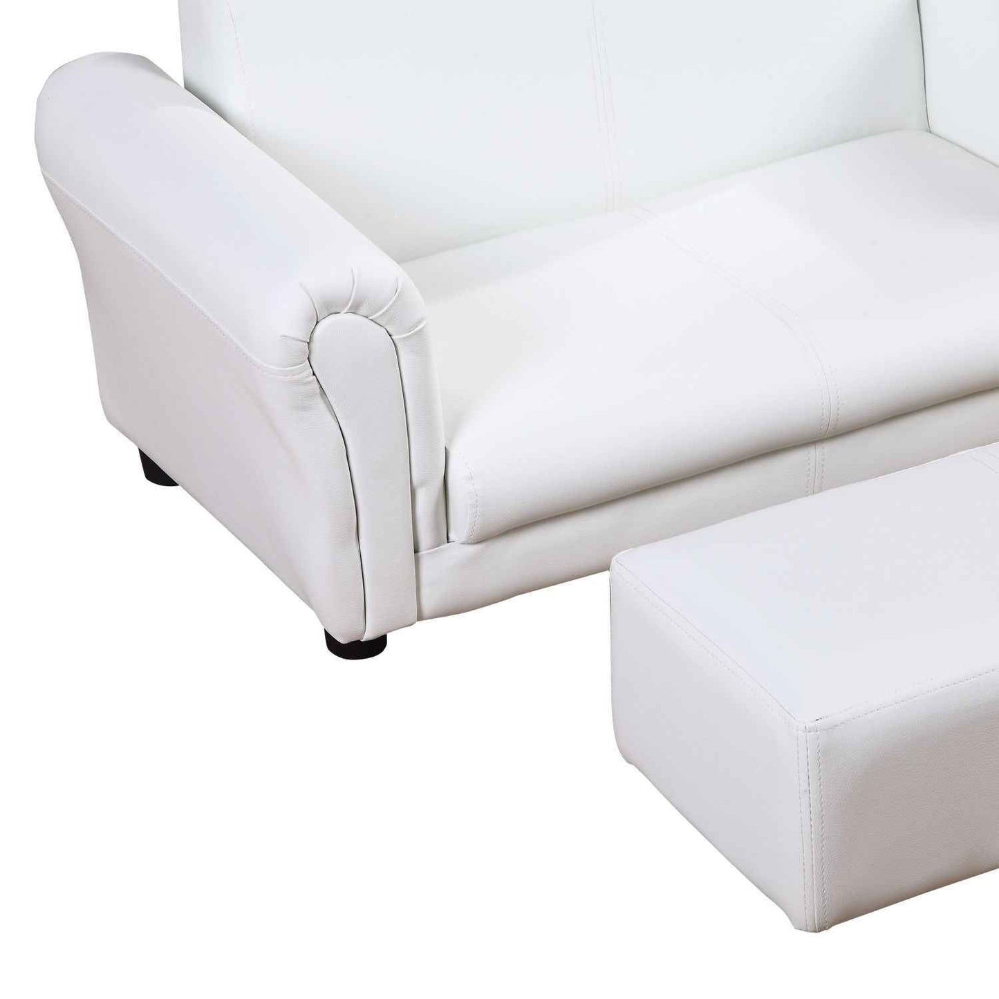 Ergo Heights Kids White Sofa Set with Ottoman
