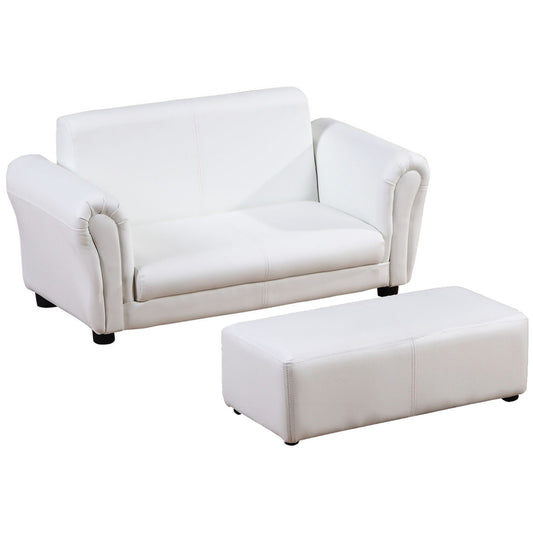 Ergo Heights Kids White Sofa Set with Ottoman.