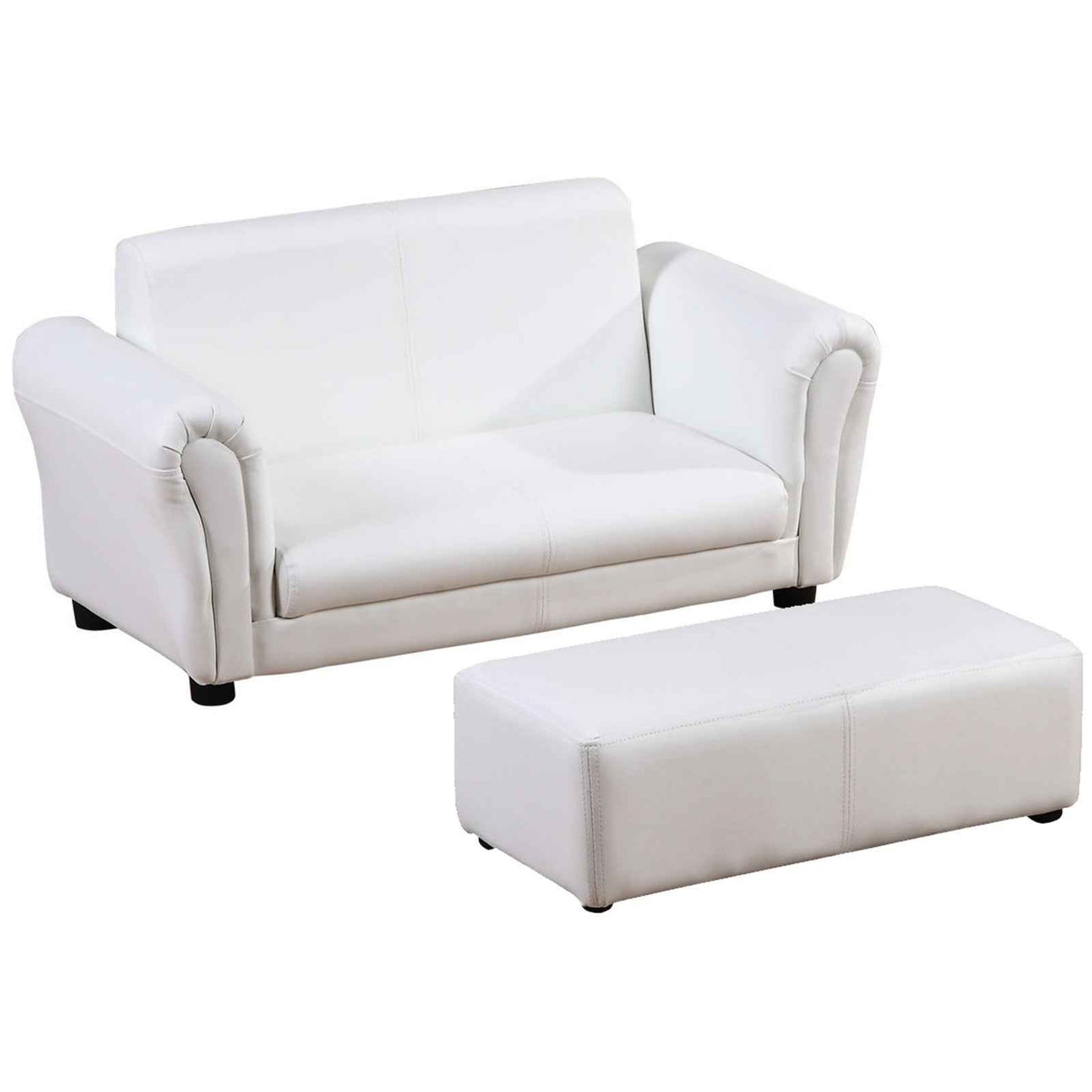 Ergo Heights Kids White Sofa Set with Ottoman