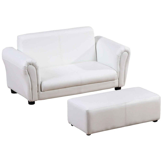 Ergo Heights Kids White Sofa Set with Ottoman