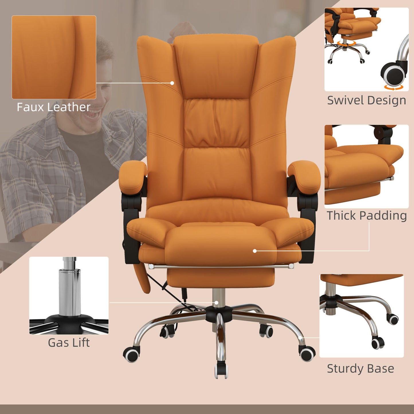 Ergo Heights Massage Office Chair with Footrest.