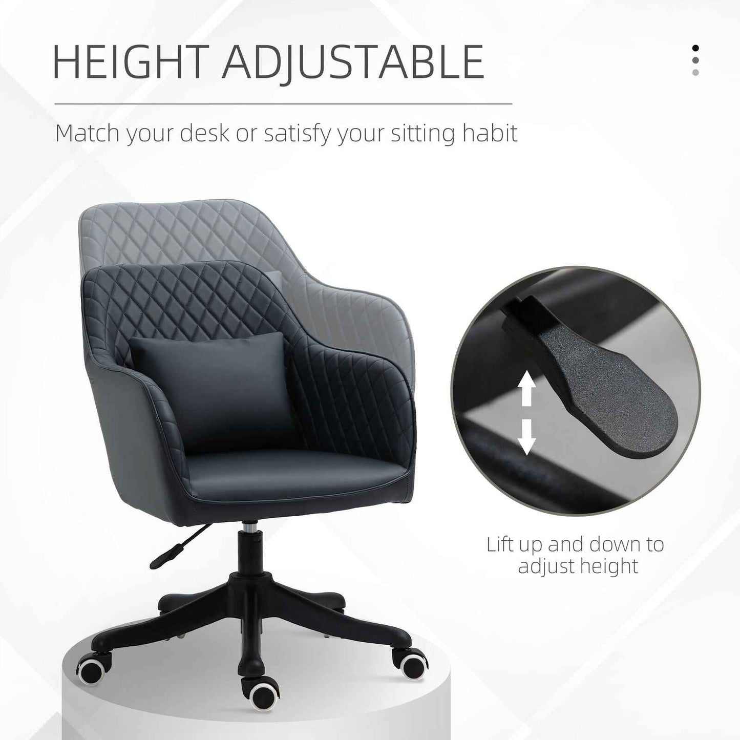 Office Chair with Rechargeable Electric Vibration Massage Lumbar Pillow, Wheels - Ergo Heights