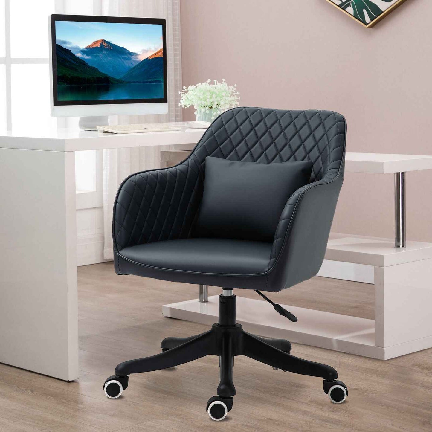 Office Chair with Rechargeable Electric Vibration Massage Lumbar Pillow, Wheels - Ergo Heights