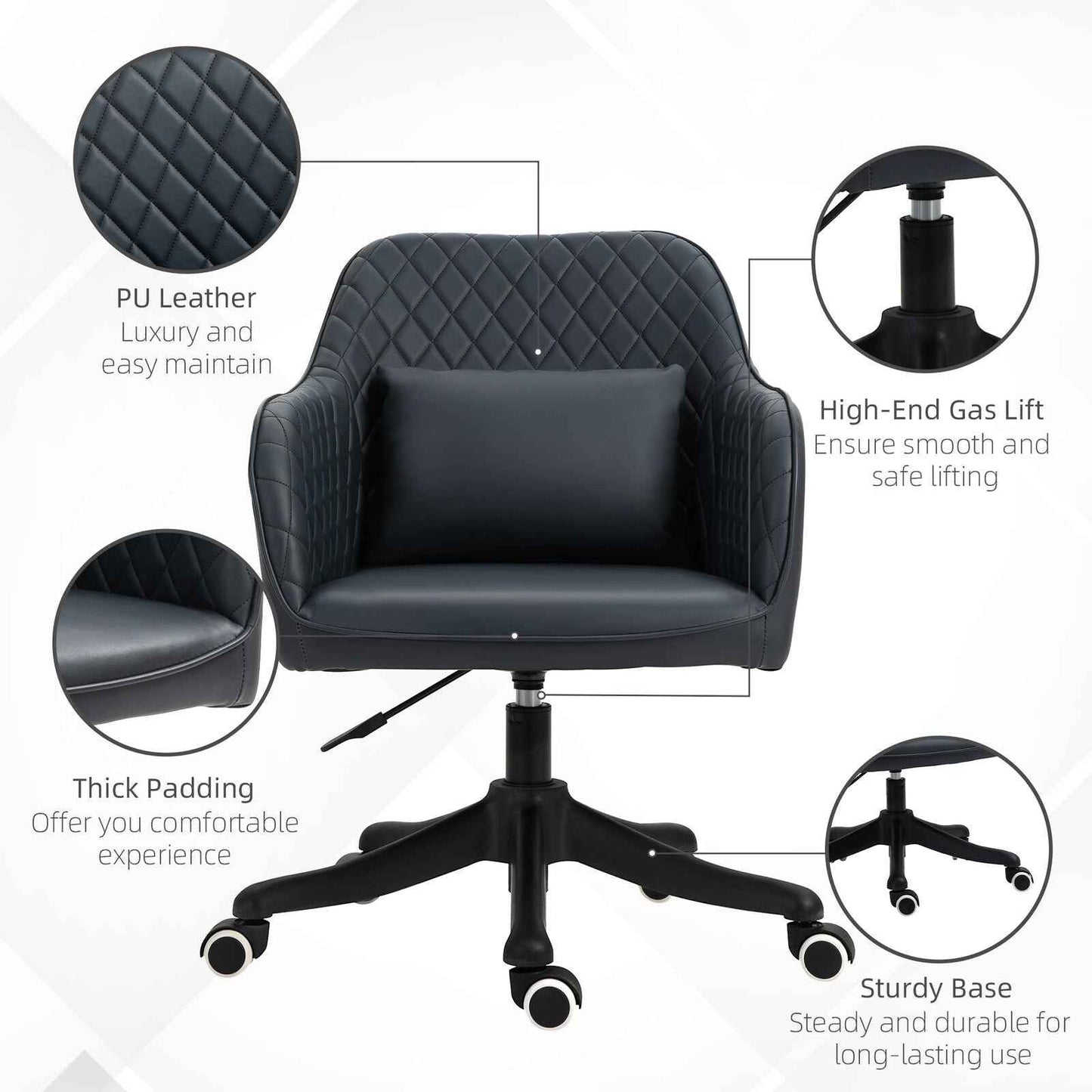 Office Chair with Rechargeable Electric Vibration Massage Lumbar Pillow, Wheels - Ergo Heights