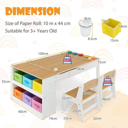 Ergo Heights Multifunctional Art Desk for Kids with Chairs - Ergo Heights