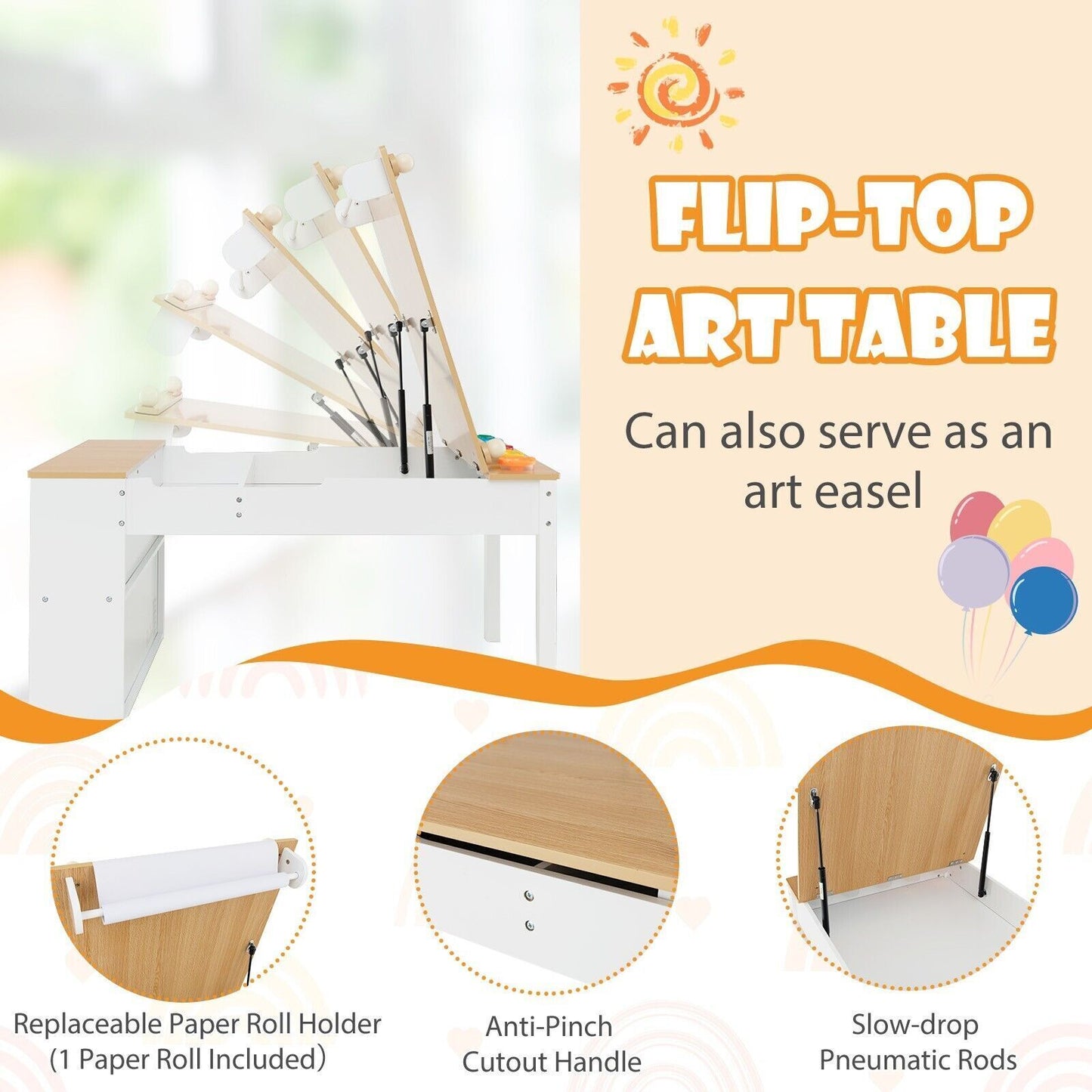 Ergo Heights Multifunctional Art Desk for Kids with Chairs - Ergo Heights