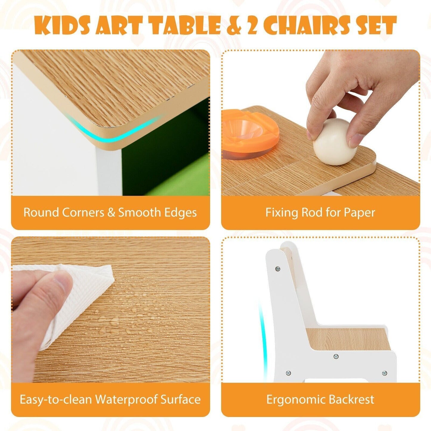 Ergo Heights Multifunctional Art Desk for Kids with Chairs - Ergo Heights