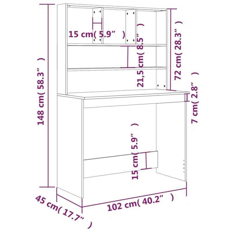 Ergo Heights Oak Desk with Storage Shelves