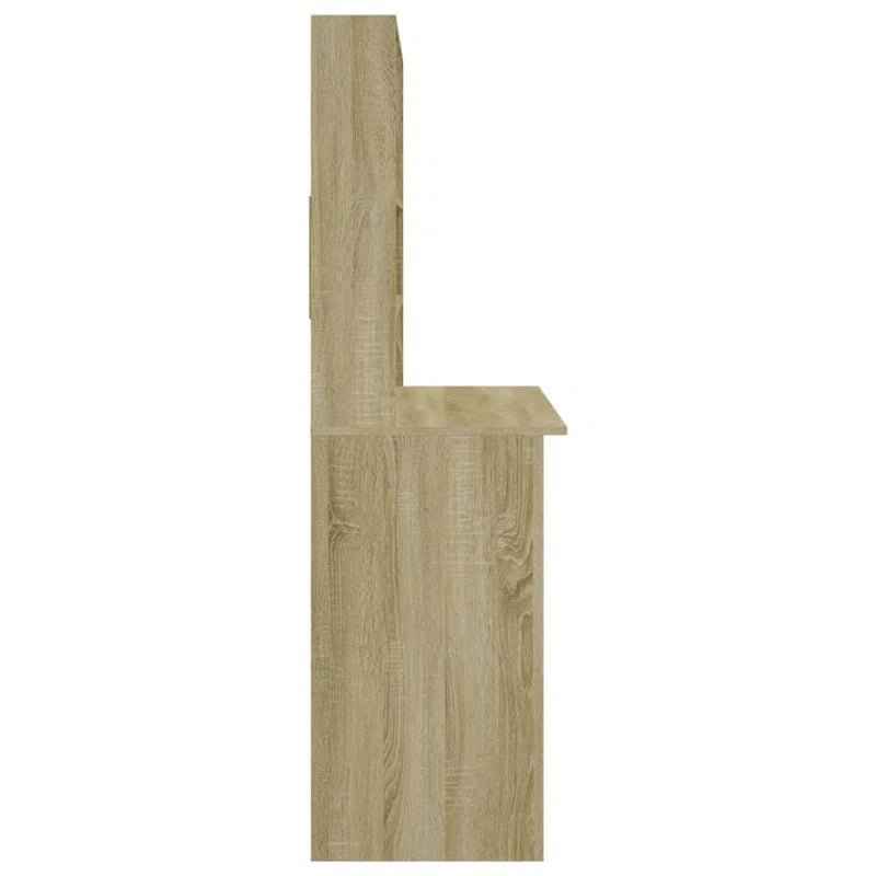 Ergo Heights Oak Desk with Storage Shelves