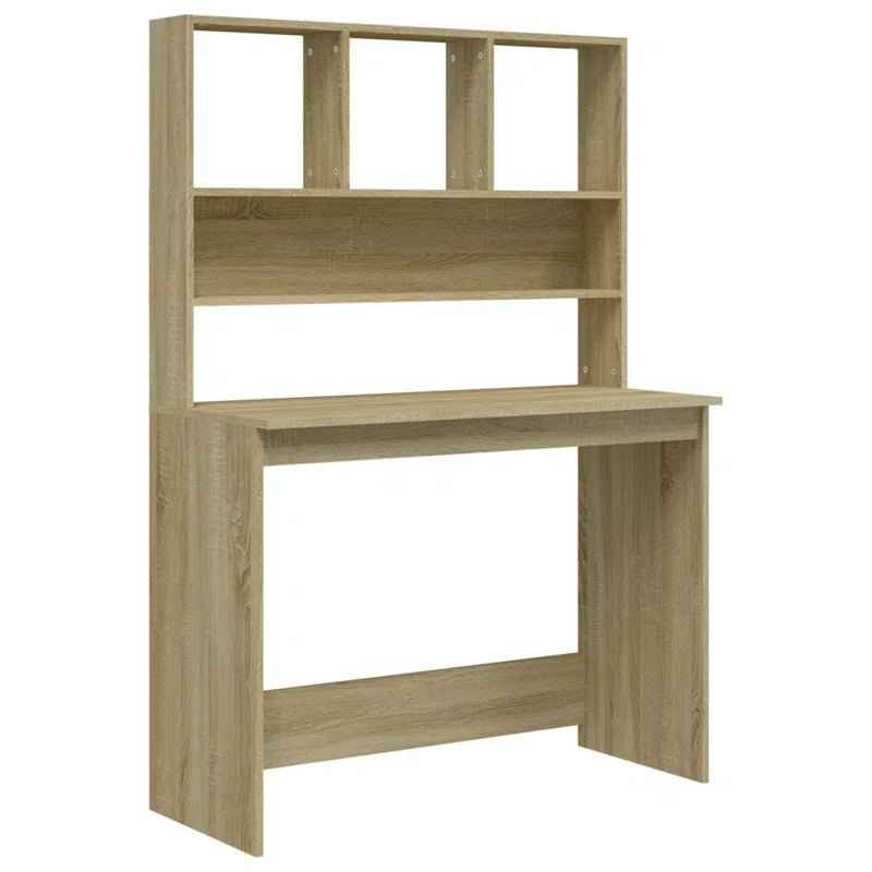 Ergo Heights Oak Desk with Storage Shelves