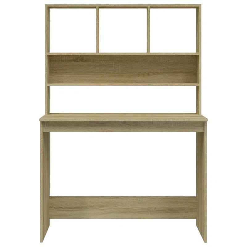 Ergo Heights Oak Desk with Storage Shelves