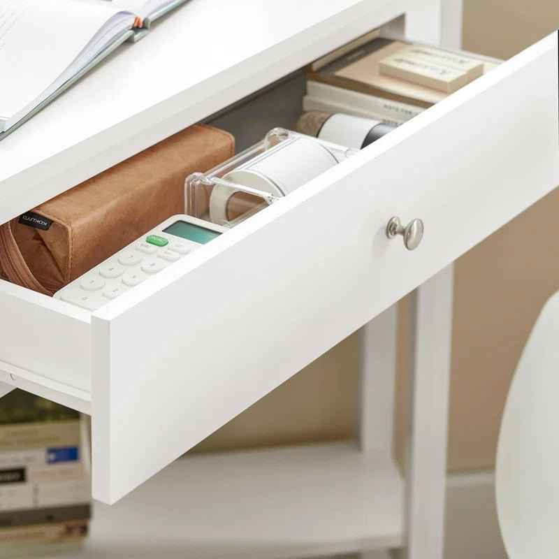 Ergo Heights White Corner Writing Desk with Storage - Ergo Heights