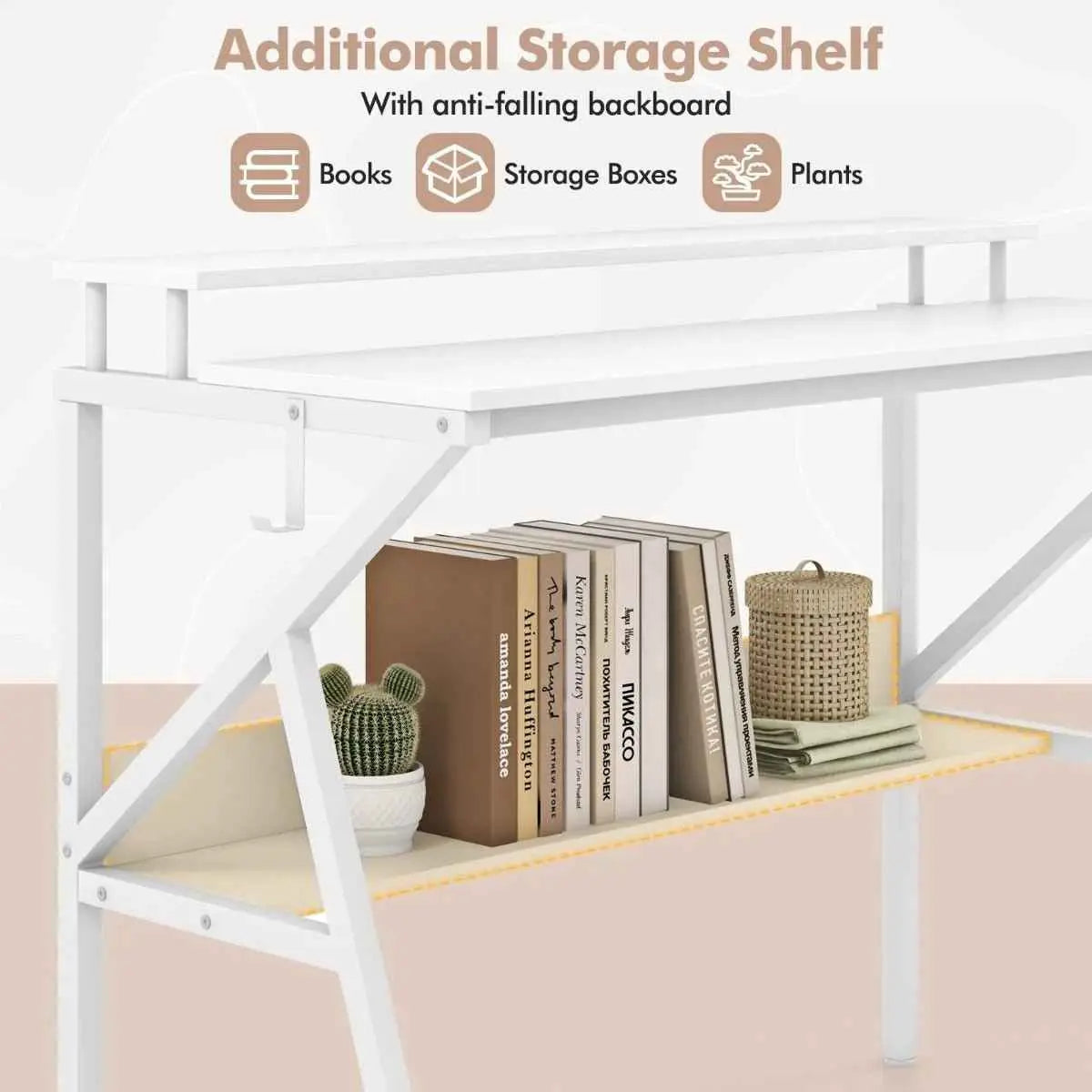 Compact Computer Desk with Monitor Stand and Shelf - Ergo Heights