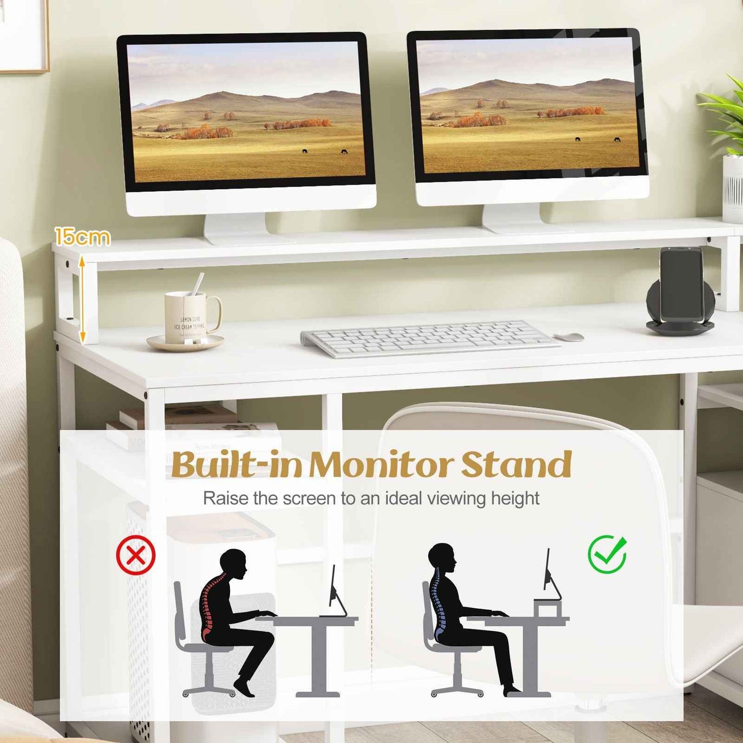 Ergo Heights Large Office Desk for Productivity - Ergo Heights