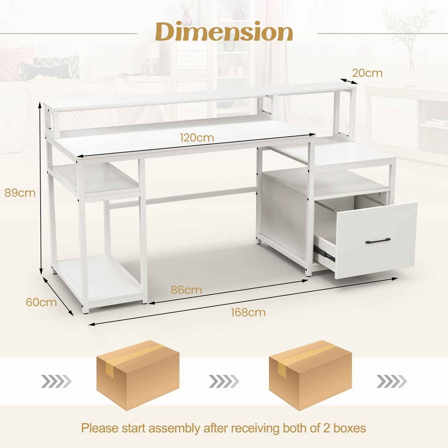 Ergo Heights Large Office Desk for Productivity - Ergo Heights