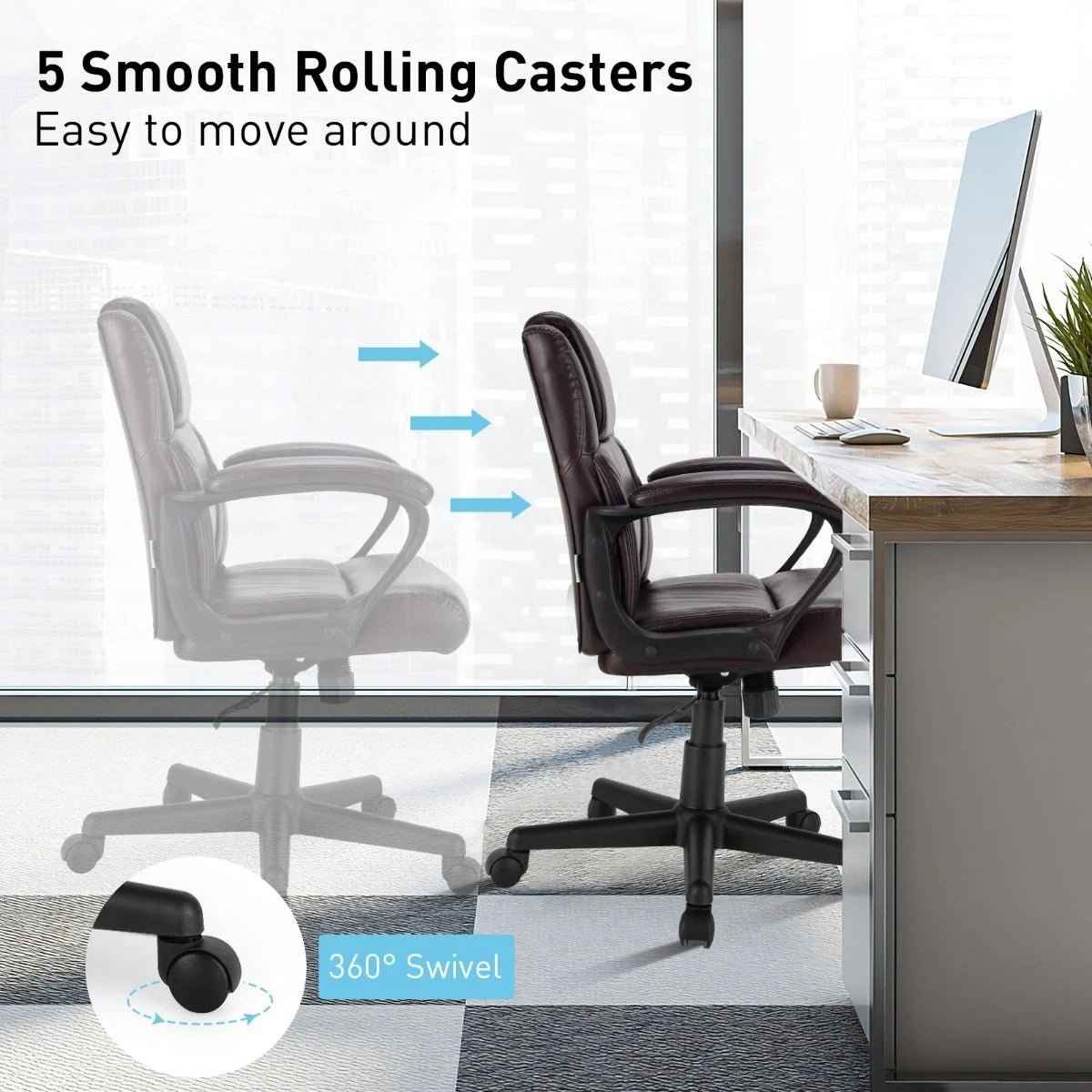 Ergo Heights Mid-Back PU Leather Chair UK - Ergonomic Comfort - Ergo Heights