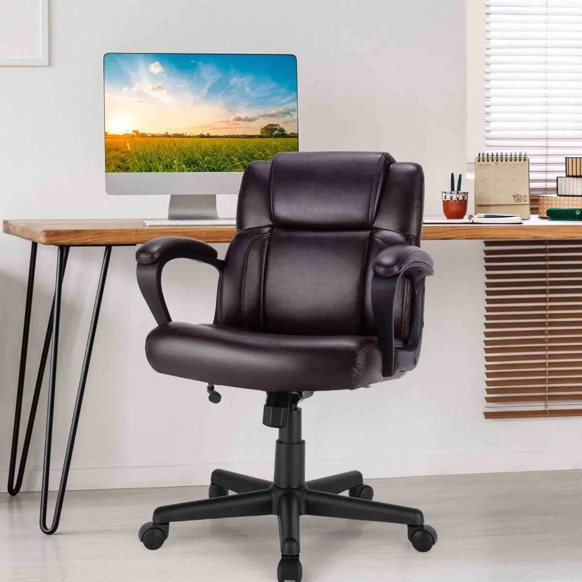 Ergo Heights Mid-Back PU Leather Chair UK - Ergonomic Comfort - Ergo Heights