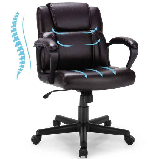 Ergo Heights Mid-Back PU Leather Chair UK - Ergonomic Comfort - Ergo Heights