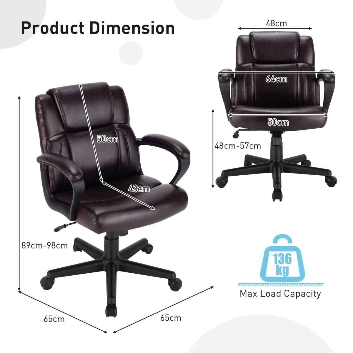 Ergo Heights Mid-Back PU Leather Chair UK - Ergonomic Comfort - Ergo Heights