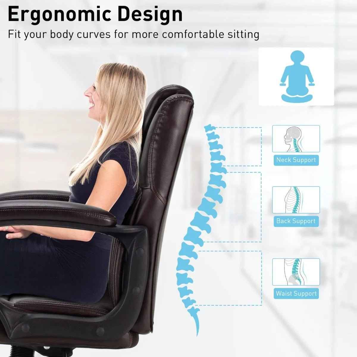 Ergo Heights Mid-Back PU Leather Chair UK - Ergonomic Comfort - Ergo Heights